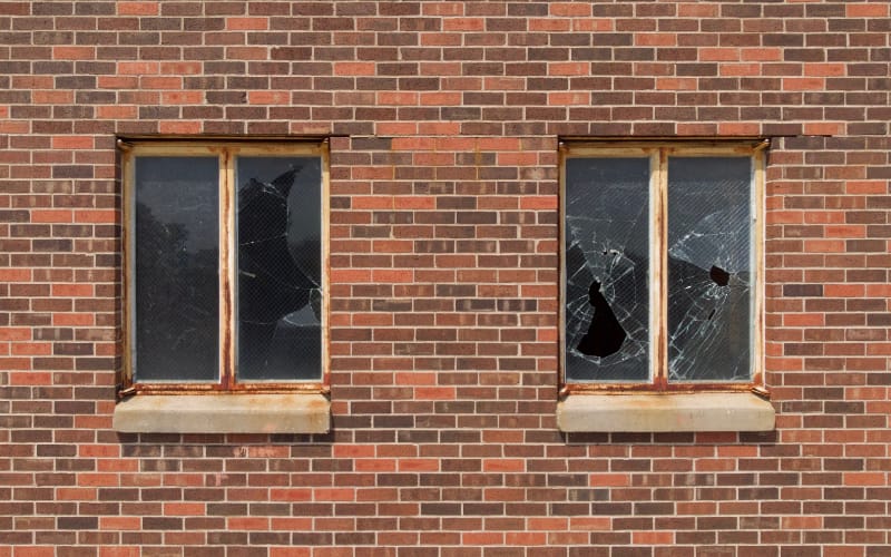 house window glass broken